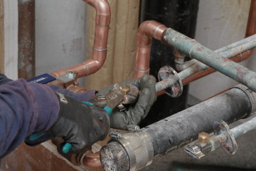 New plumbing installation in an old building